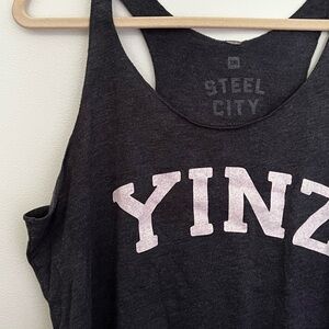 Steel City blue heathered YINZ tank